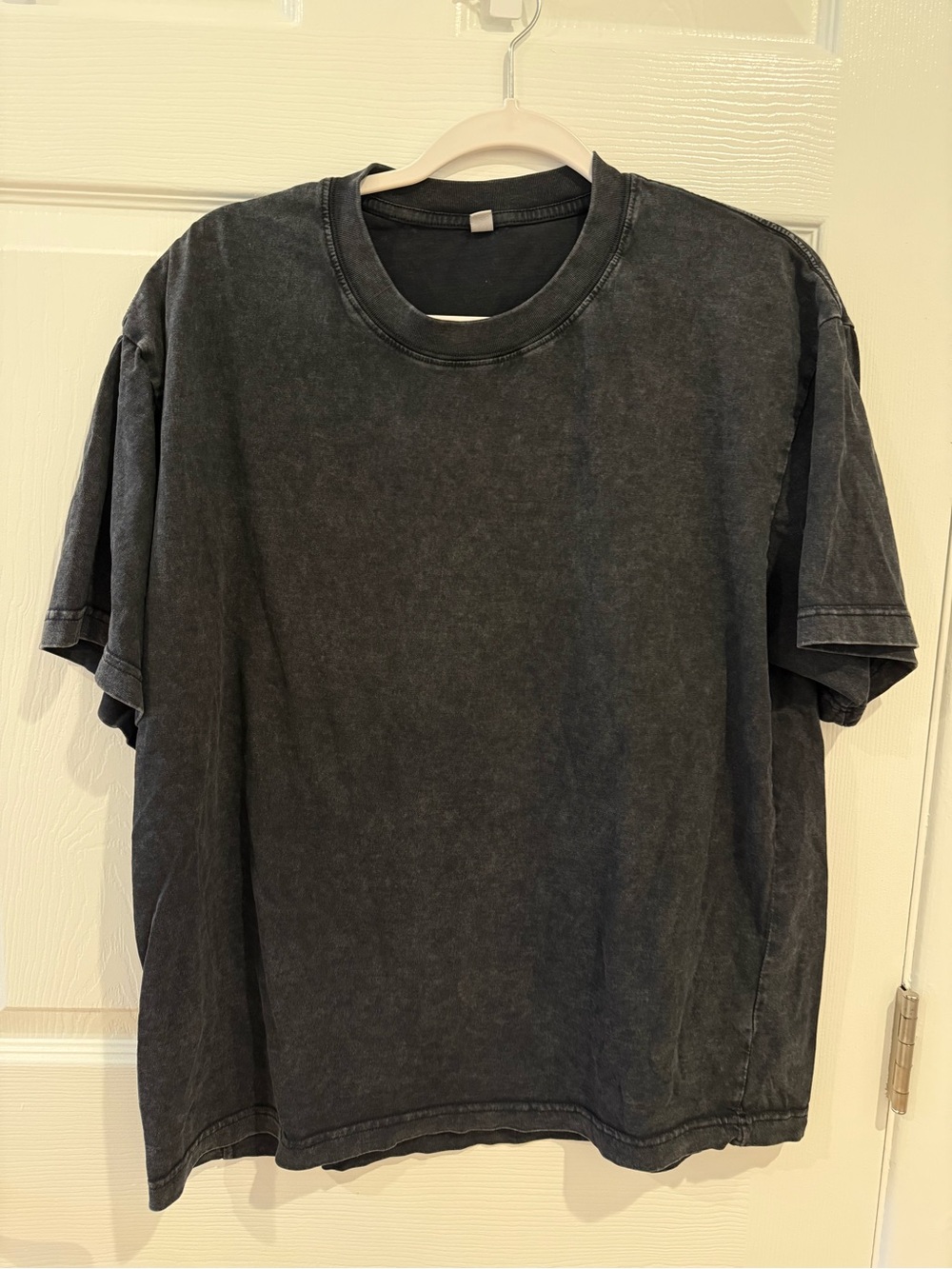 Washed Black Short Sleeve Crewneck Tee - Women